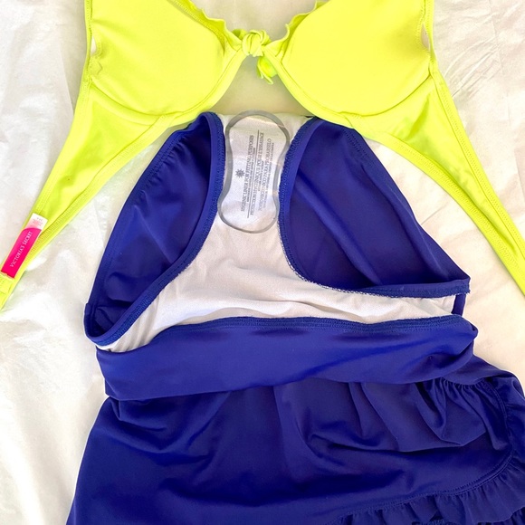 PINK Neon Bikini top, Lime Ricki Skirt Suit Bottom - Picture 8 of 8
